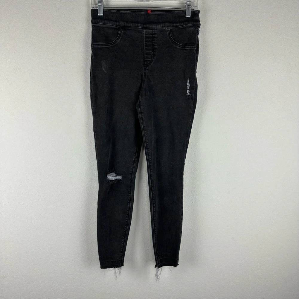 Spanx Black Distressed Pull On Jeggings Jeans Size Medium